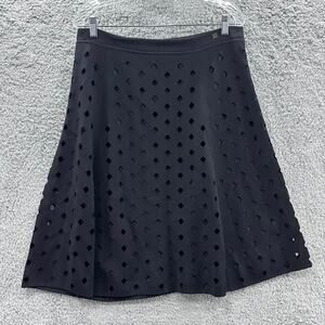 Escada Women's Large Skirt Black Knee Length A-Line Diamond Cutouts‎ Elastic